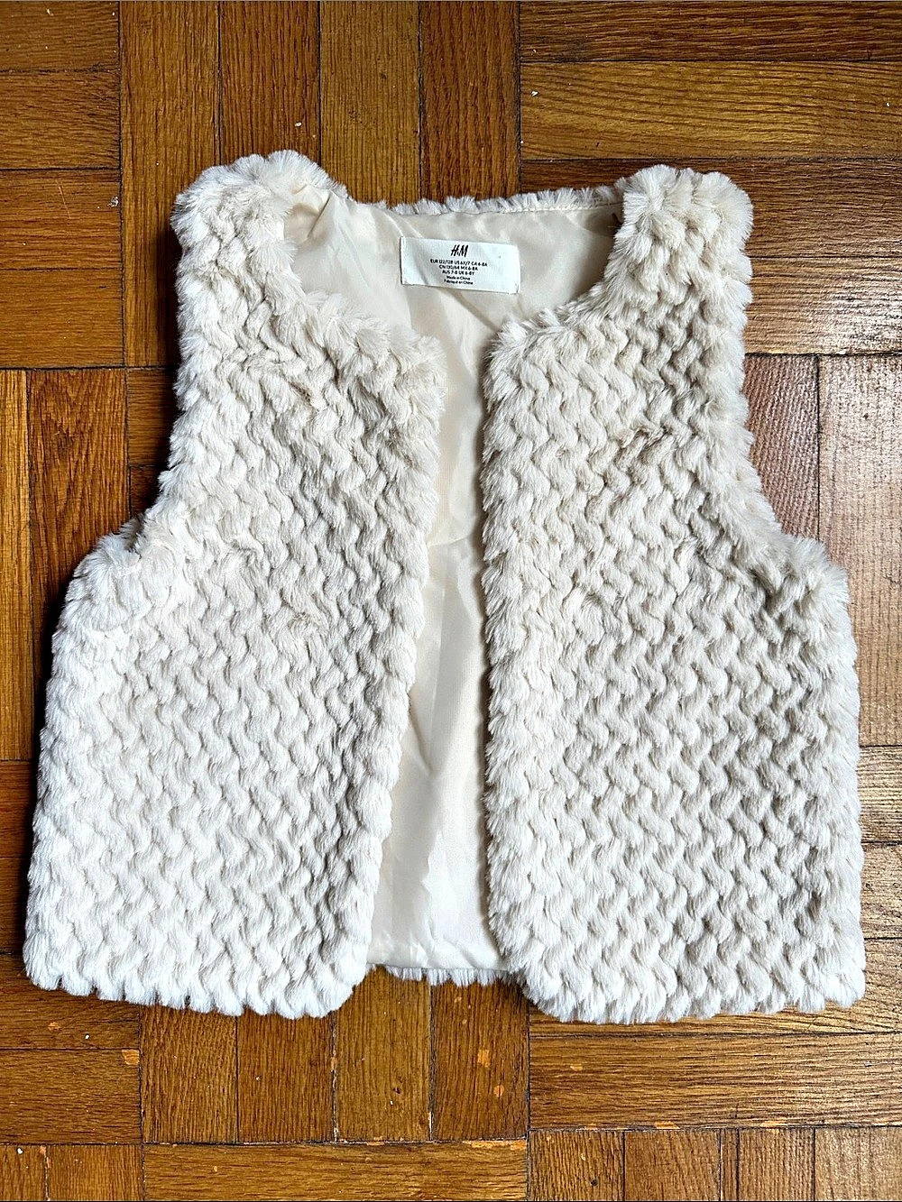 H&M Kids Cream Faux Fur Open Vest Like New